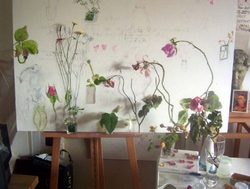 the studio in July 
so much going on in July and August . The studio is so beautiful . flowers and buds and leaves everywhere my spirit reflected everywhere in the studio and outside too